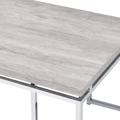 Oak Rectangular Coffee Table - Modern Wood Metal Base