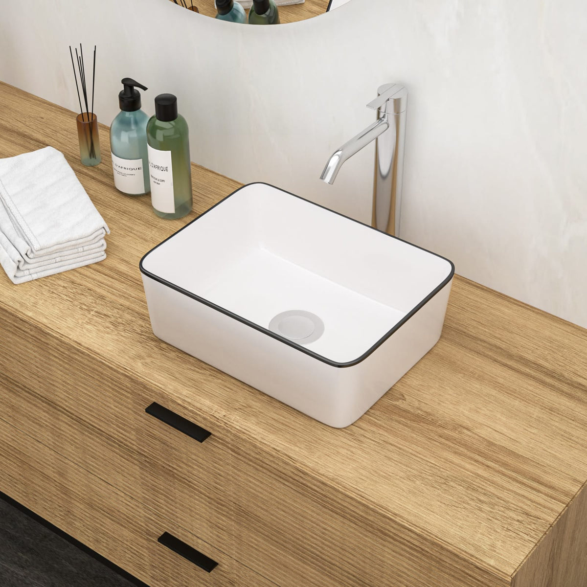 16x12 White Ceramic Rectangular Vessel Sink