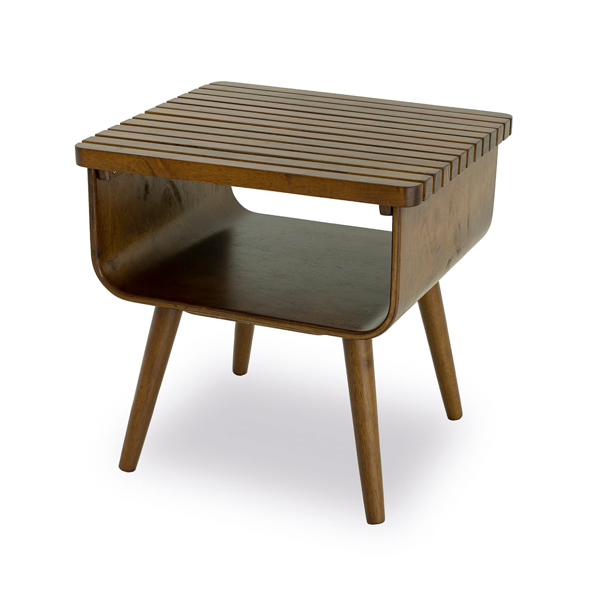Alice End Table - Brown Solid Wood Storage Side Table