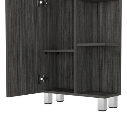 Linen Single Door Cabinet 62" H, Five External Shelves, Four Interior Shelves,