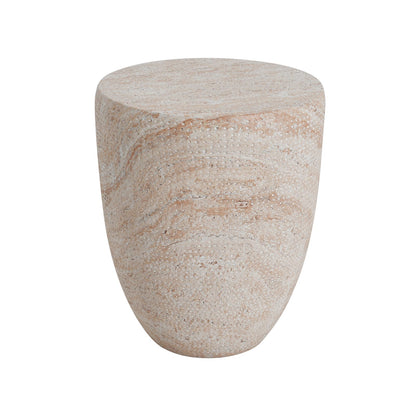 Beige Concrete Side Table - 14.25" Outdoor Patio Table