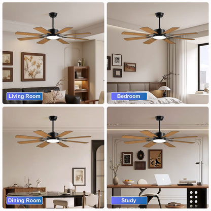 52 Inch Black Iron Ceiling Fan with Lights