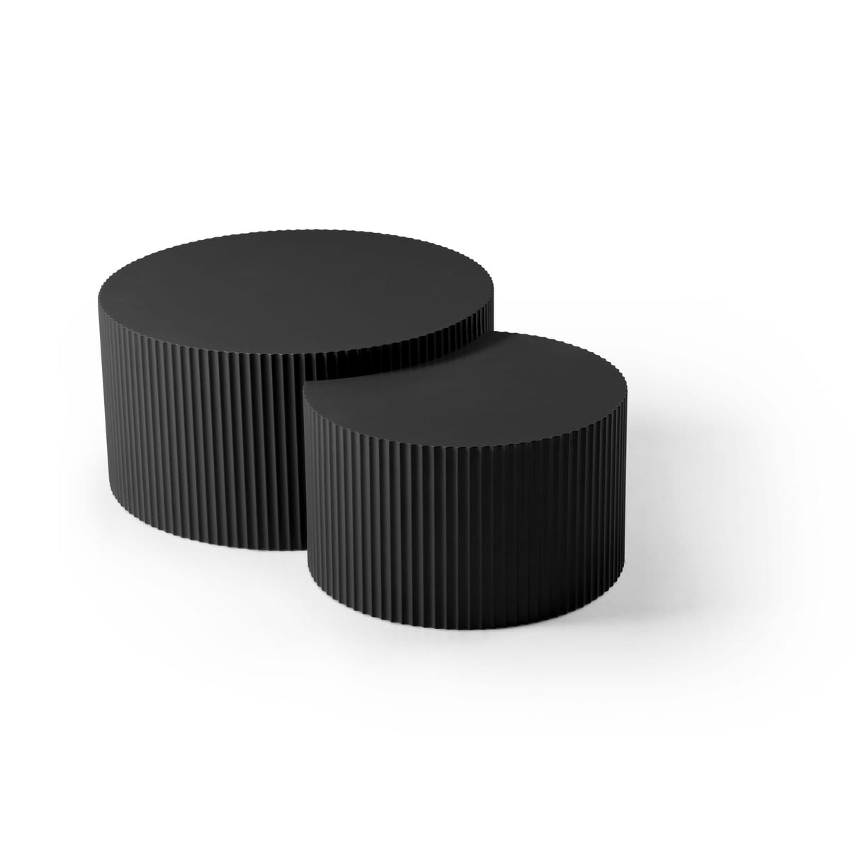 Black Nesting Side Table Set - 2 Round Tables for Living Room