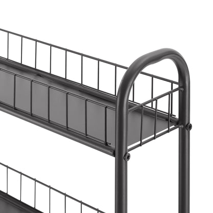 6 Tier Slim Rolling Storage Cart - Black Metal for Living Room