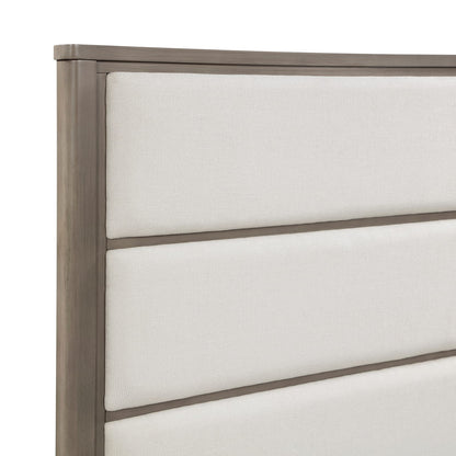 Queen Light Gray Wood Bed Frame Modern Panel Bed