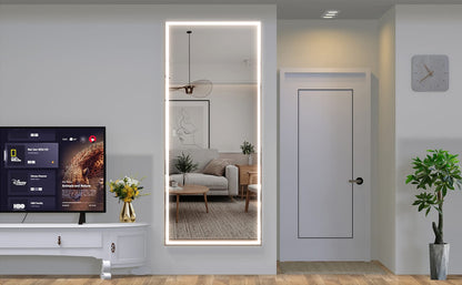 Extra Large LED Bathroom Mirror - 84x36 Silver Aluminum Frame