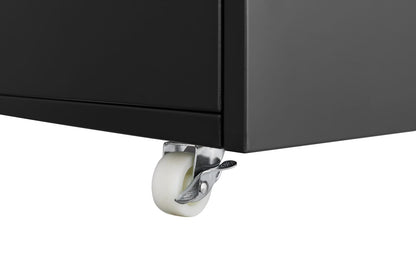 Black Metal Printer Cabinet - Mobile File Cabinet with Lockable Casters