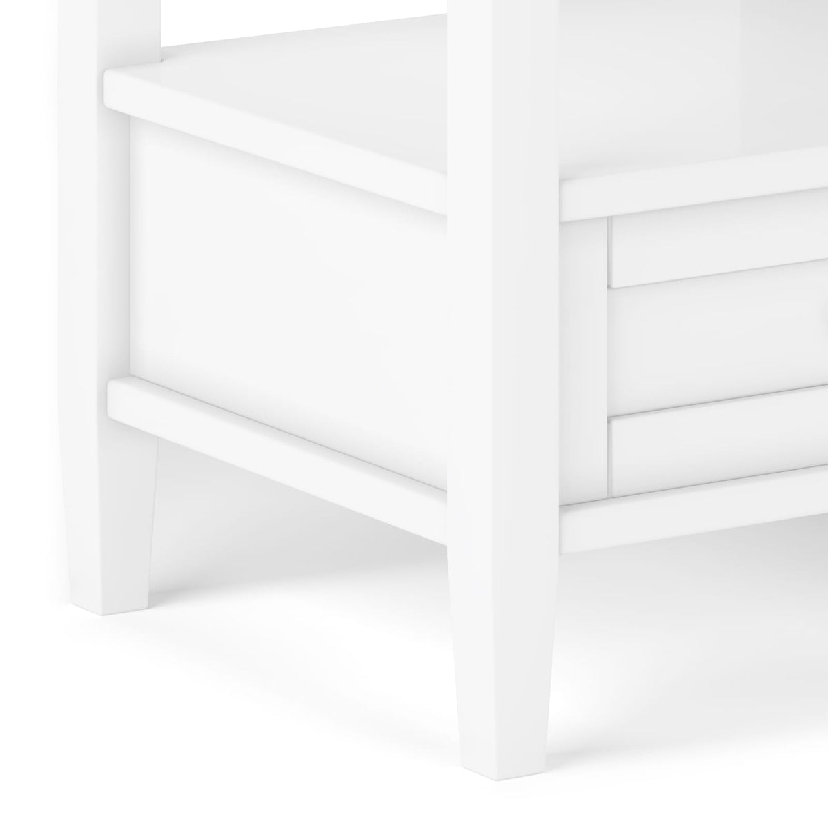 White Wood End Table with Drawer for Modern Bedroom Storage for Living Room