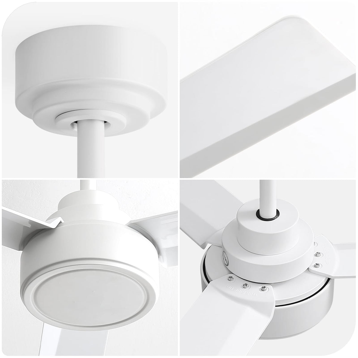 52 Inch White Ceiling Fan with Remote Control Blades