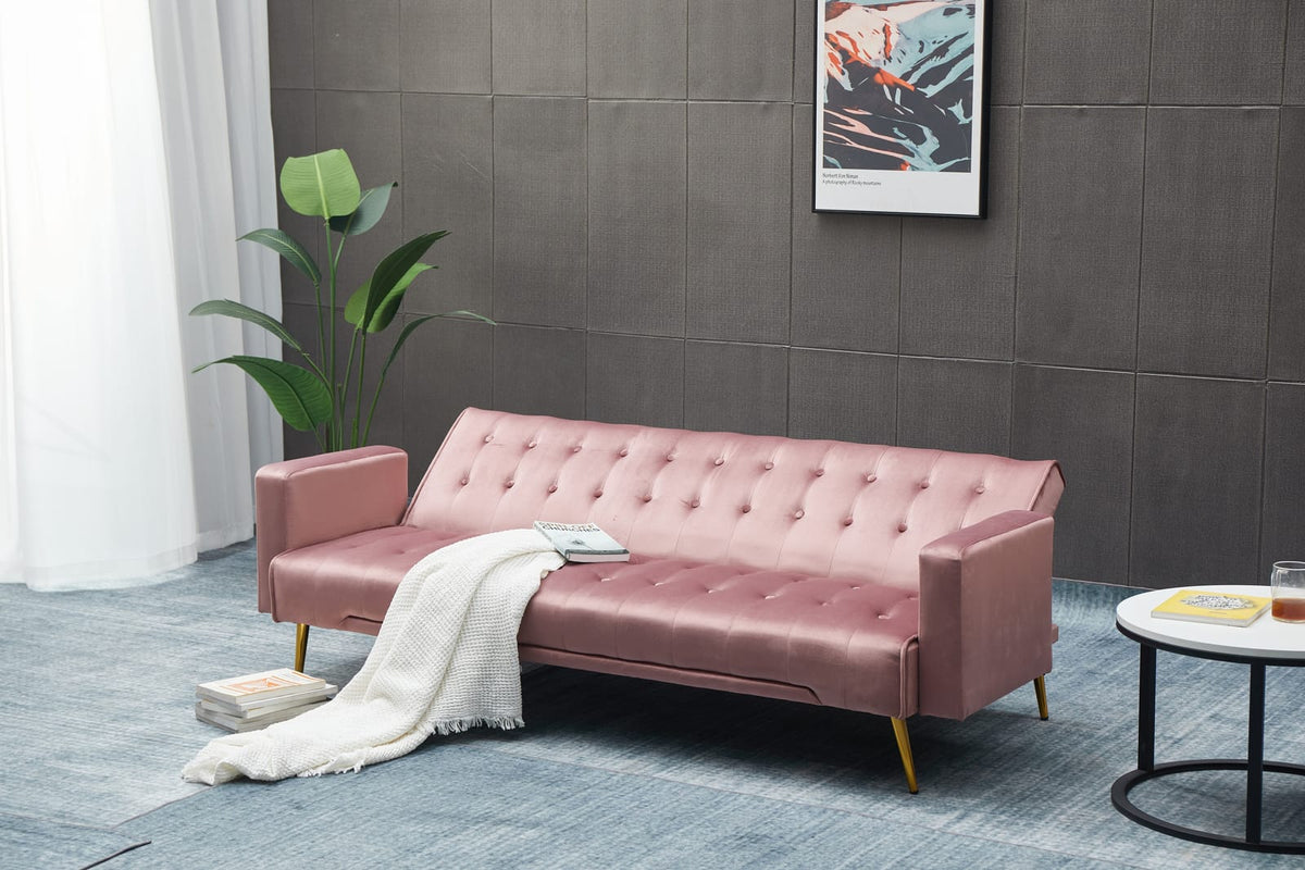 3 Seat Rose Velvet Sofa Bed - Small Living Room