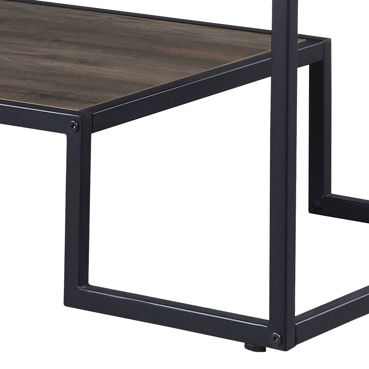 Rustic Oak & Black Coffee Table with Shelf - Industrial Style