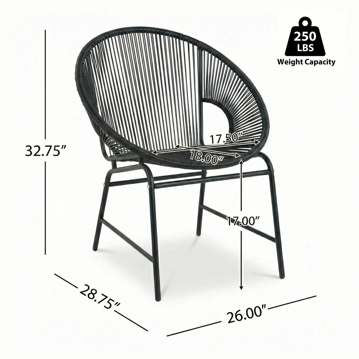 Black Outdoor Lounge Set for Poolside or Garden Patio