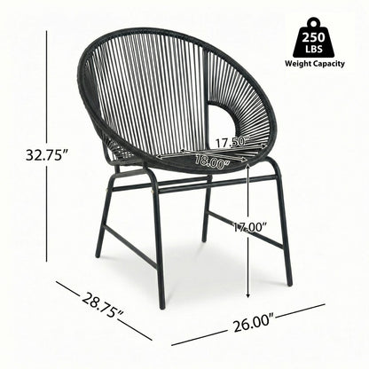 Black Outdoor Lounge Set for Poolside or Garden Patio