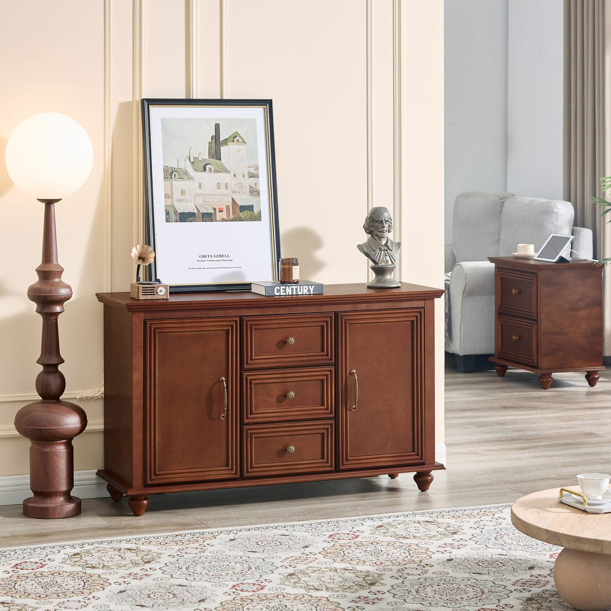 47.3" Mid Century Modern Sideboard Buffet - Walnut MDF Storage
