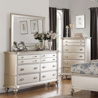 Classic Silver Bedroom Dresser - 6 Drawers MDF