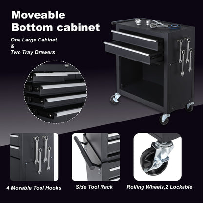 8-Drawer Steel Tool Cabinet - Rolling Storage Cart with Wheels