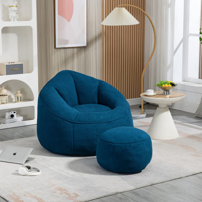 Blue Microfiber Bean Bag Chair - Soft Foam Comfort for Living Room