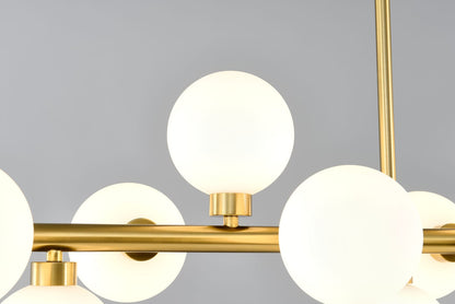 16-Light Farmhouse Chandelier - Gold+White Metal, Opal Glass