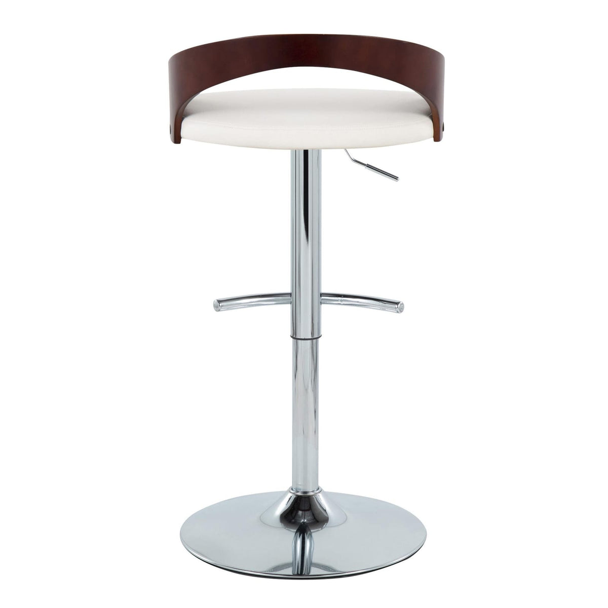 Adjustable Barstool Set - Mahogany PU Leather, Swivel & Chrome Base