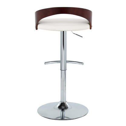Adjustable Barstool Set - Mahogany PU Leather, Swivel & Chrome Base