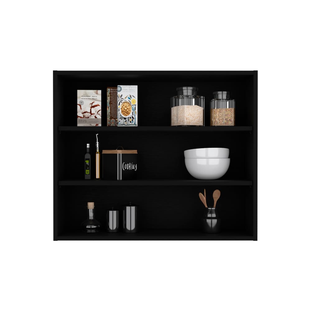 Black Engineered Wood Kitchen Wall Cabinet - 34.6" Wide