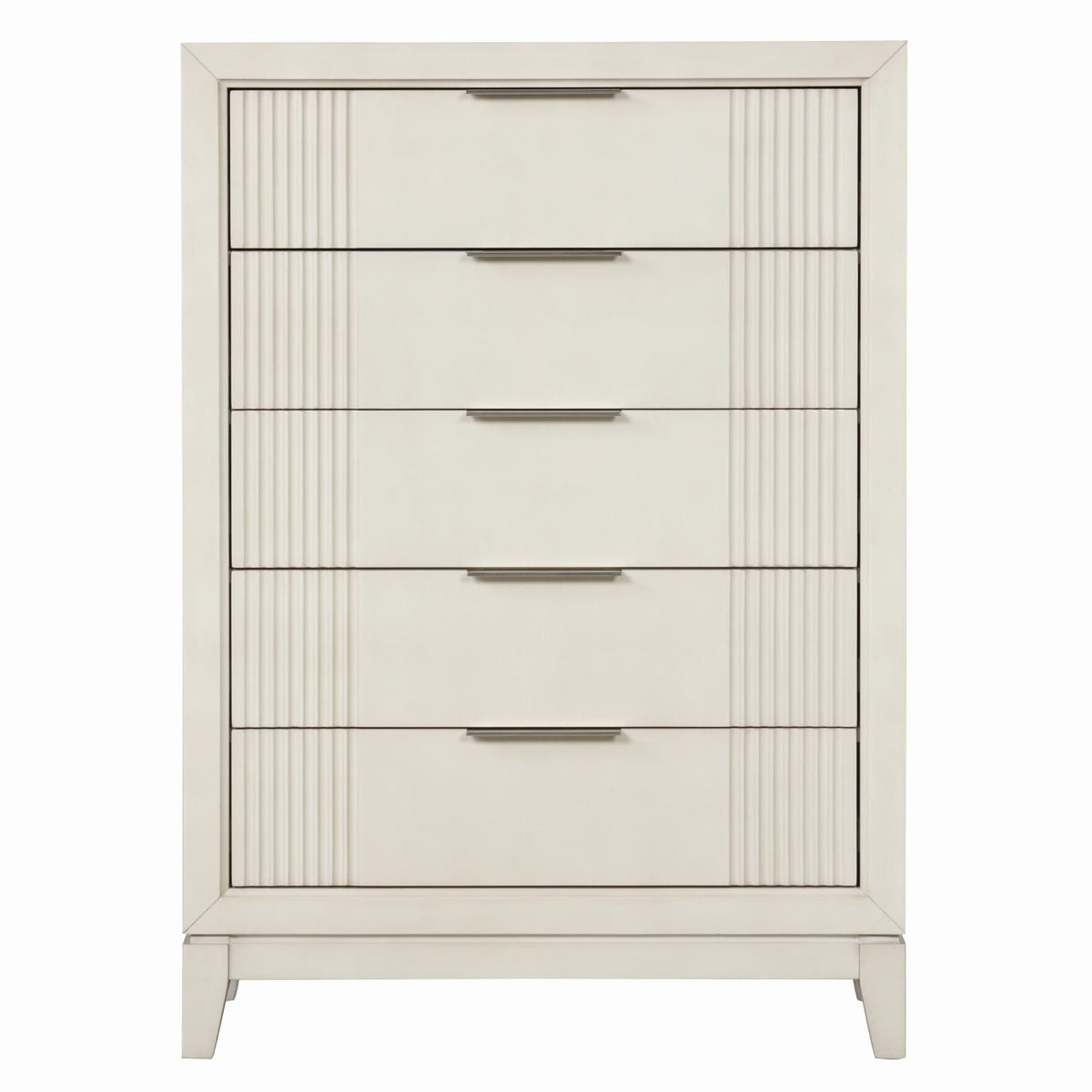 Antique White Solid Wood Chest - Transitional Bedroom Dresser