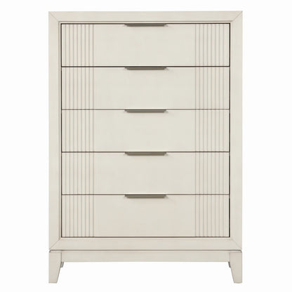 Antique White Solid Wood Chest - Transitional Bedroom Dresser