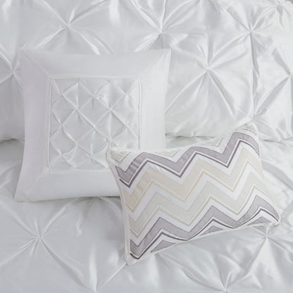 White Polyester Comforter Set - 7 Piece Bedding