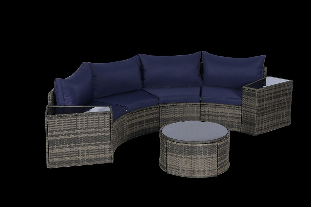 Dark Blue 7 Piece Patio Set - Outdoor Sofa Set