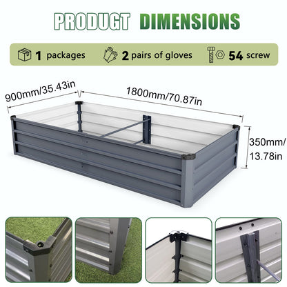 Grey Metal Garden Bed - 70.9 x 35.5 Inches