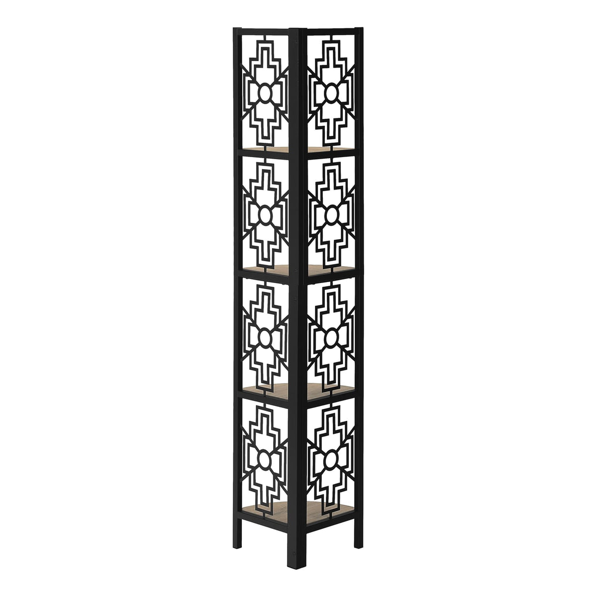4 Tier Taupe Metal Etagere Bookcase - Corner Shelf Display