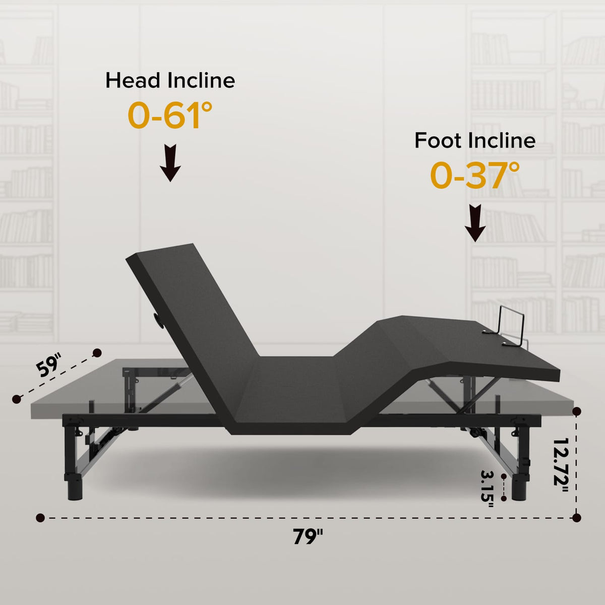 Queen Adjustable Bed Base - Antique Black Steel Frame