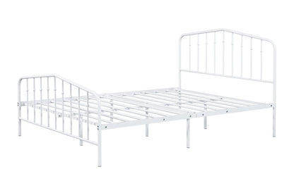 White Metal Full Bed Frame with Modern Contemporary Design for Bedroom