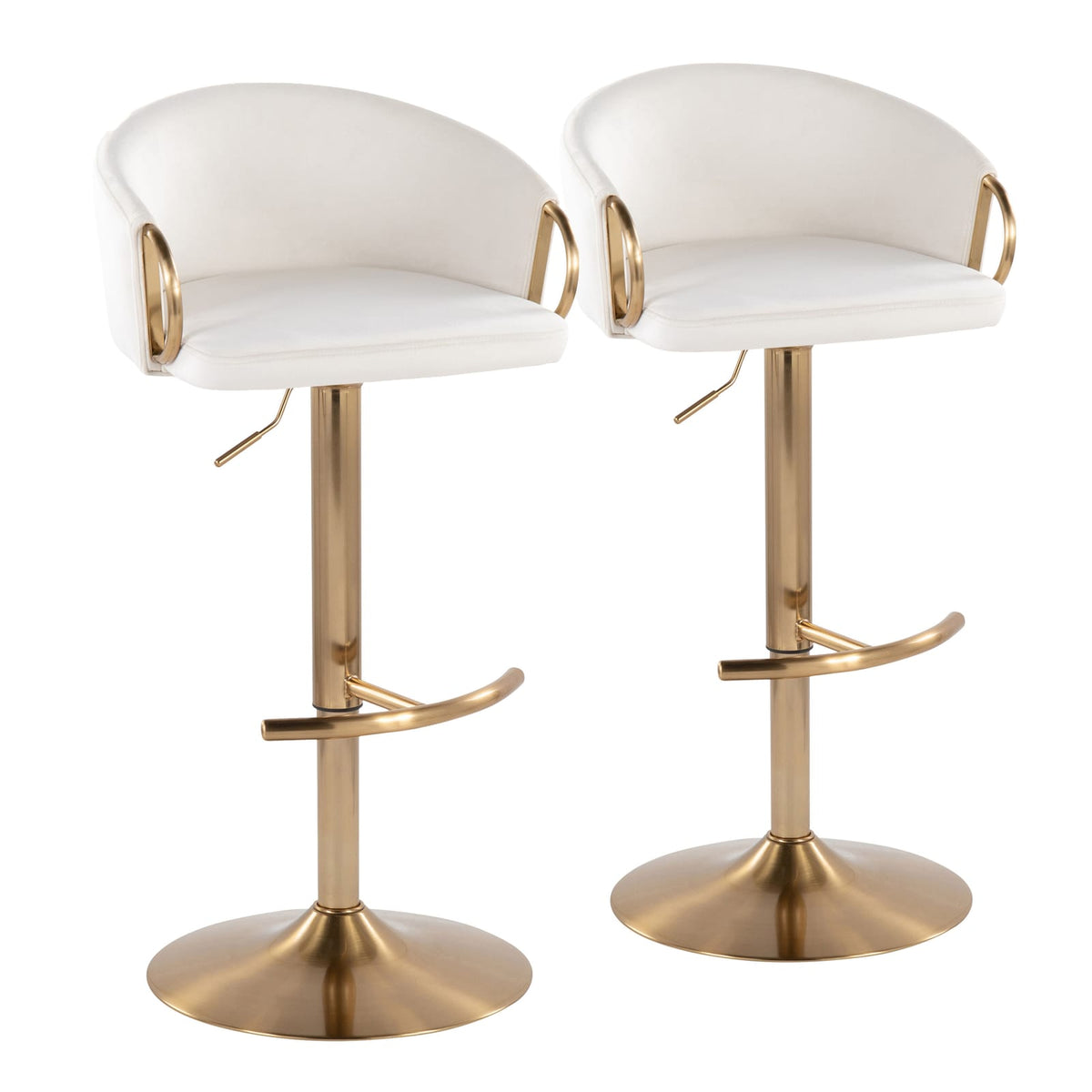 Cream Velvet Adjustable Barstools - Set of 2