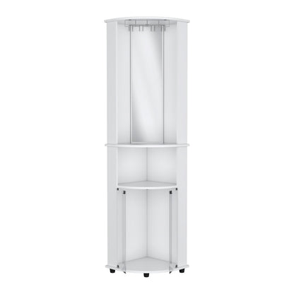 White Corner Bar Cabinet with Wine Rack - 17.7"W for Living Room