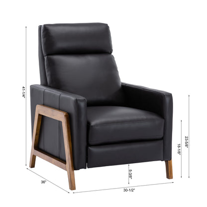 Richland Leather Push Back Recliner - Black: Modern Comfort & Style