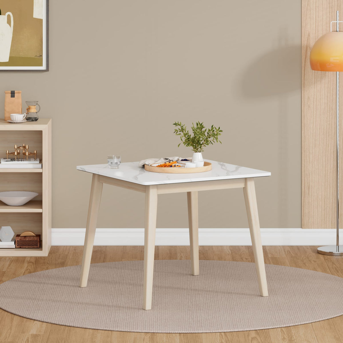 Compact White Square Dining Table - 36" Modern Design for Dining Room