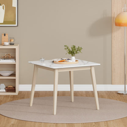 Compact White Square Dining Table - 36" Modern Design for Dining Room
