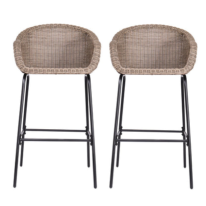Light Brown Outdoor Bar Stools - 2 Piece Patio Set