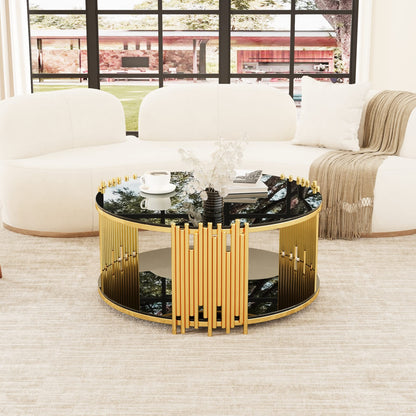 Modern Black Stainless Steel Coffee Table - Sleek & Durable Design