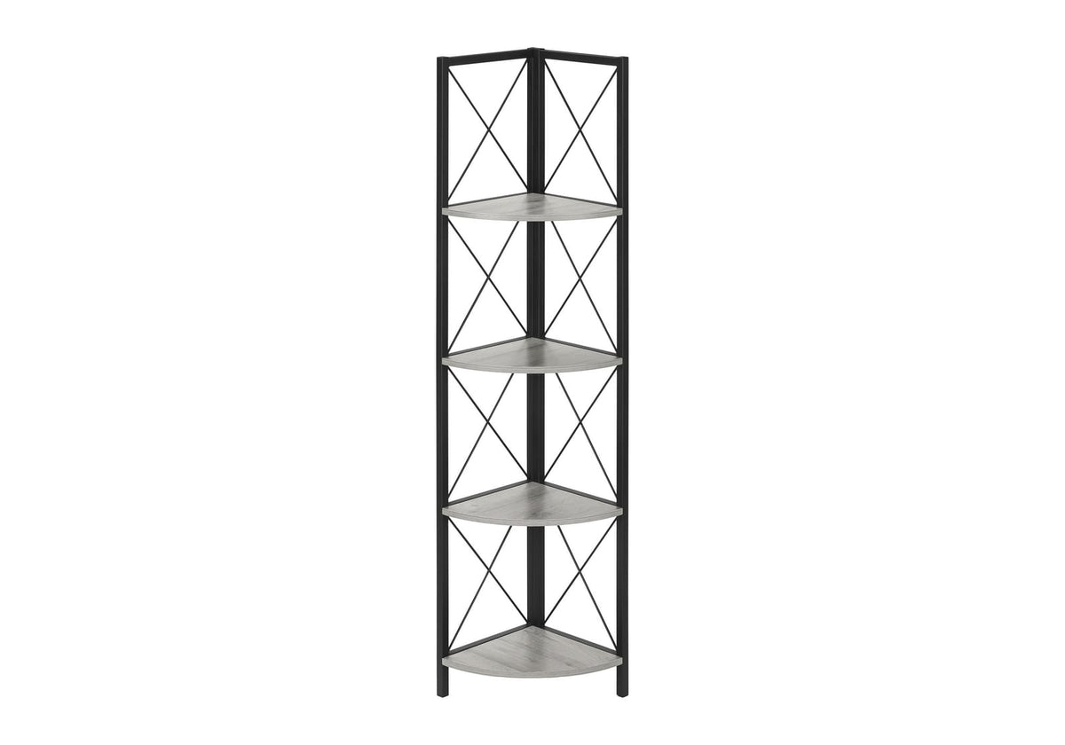 Modern Grey Metal Corner Shelf for Bedroom Storage and Display for Living Room