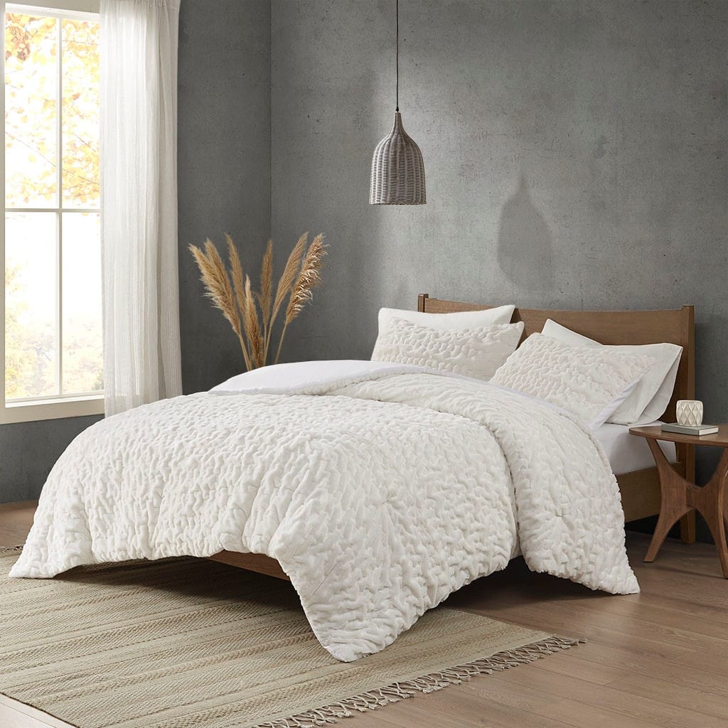 Ivory Queen Faux Fur Down Alternative Comforter Set