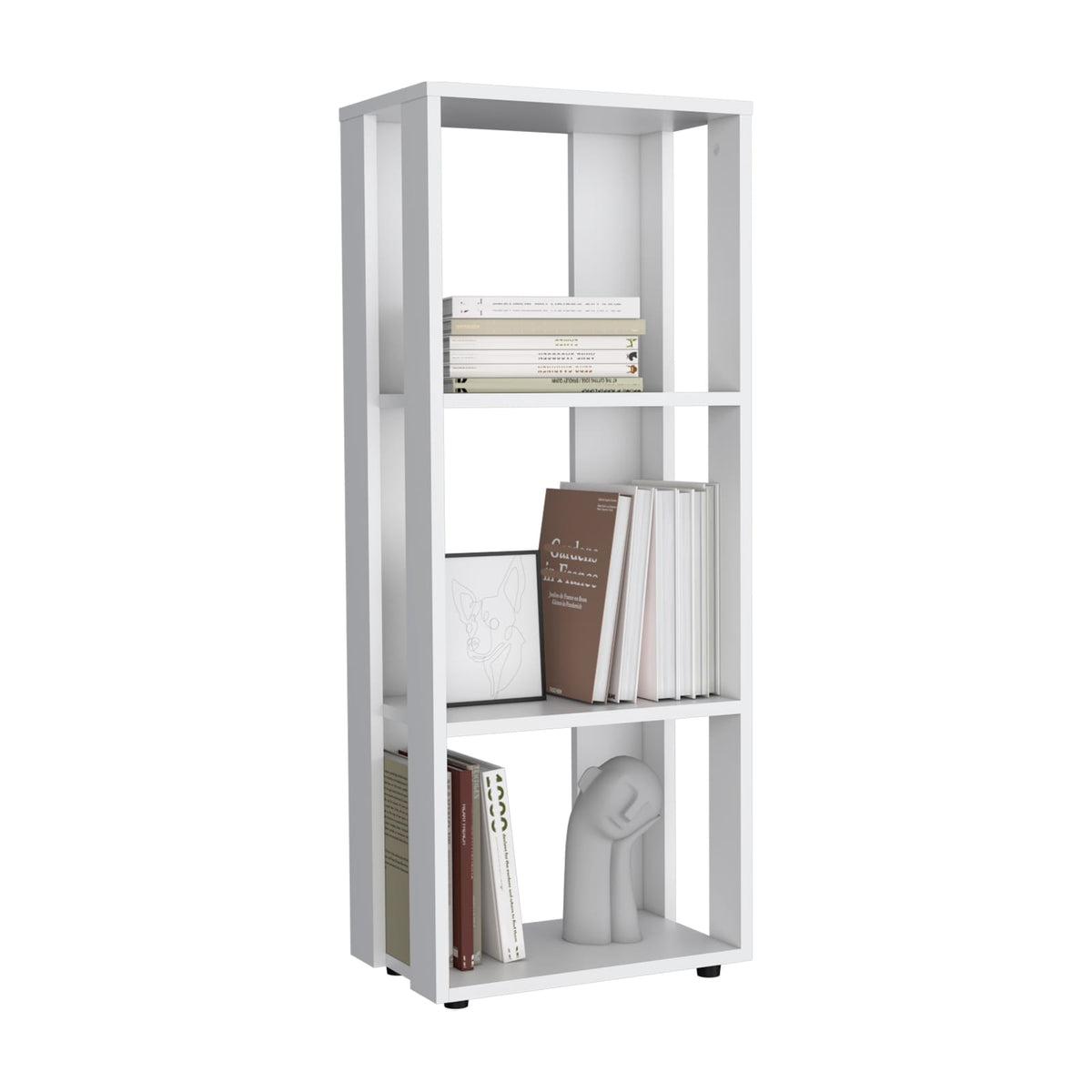 White 3 Shelf Bookcase - Modern Office Storage