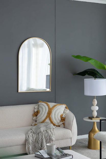24" Arched Gold Mirror - Iron Frame Full Length