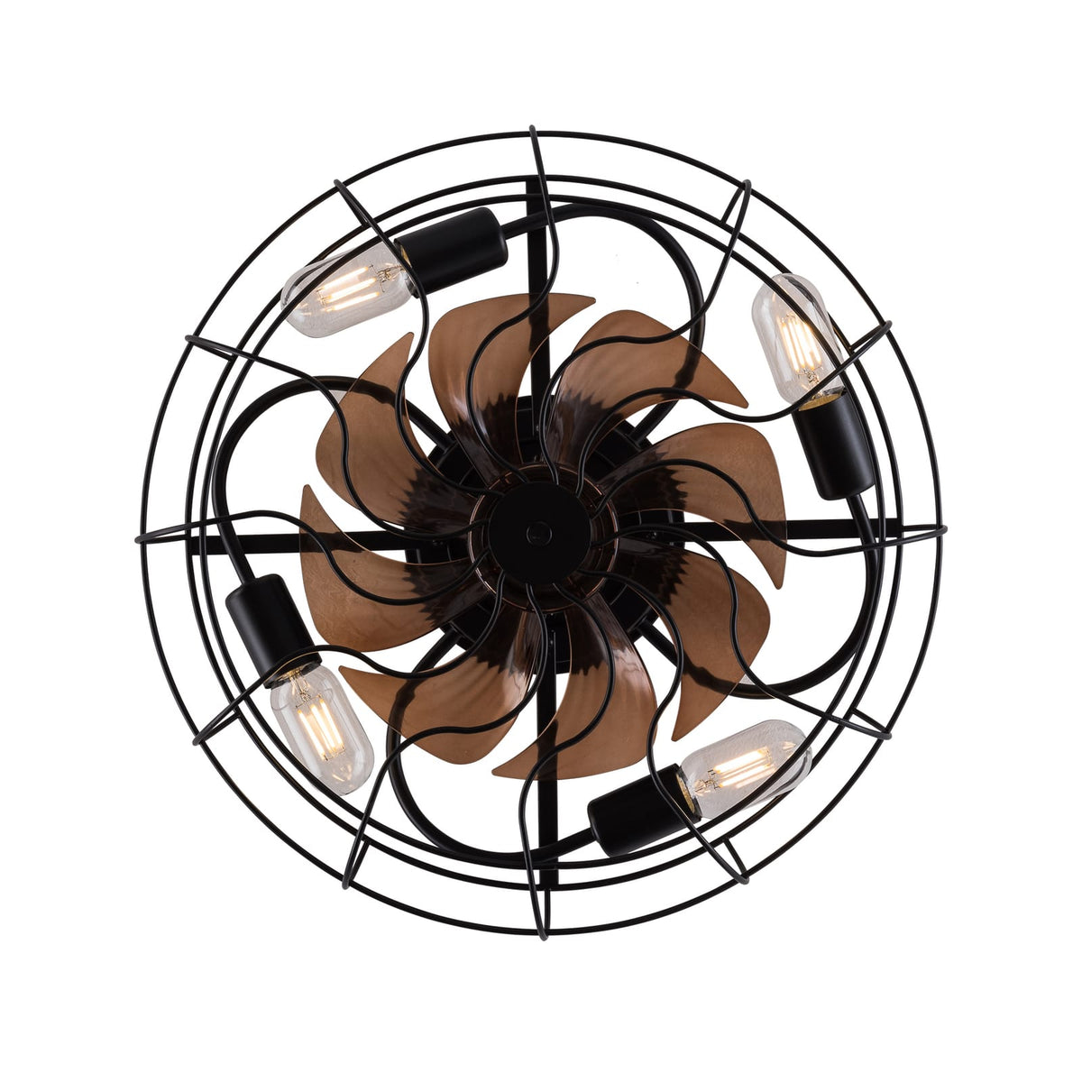 Slim Black Ceiling Fan with Reversible Control for Bedroom