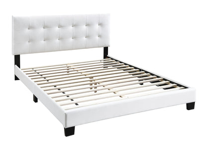 Modern Full Size Bed Frame - White Faux Leather