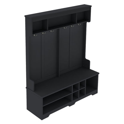 Black Hall Tree with Storage - 77.3" Entryway Coat Rack