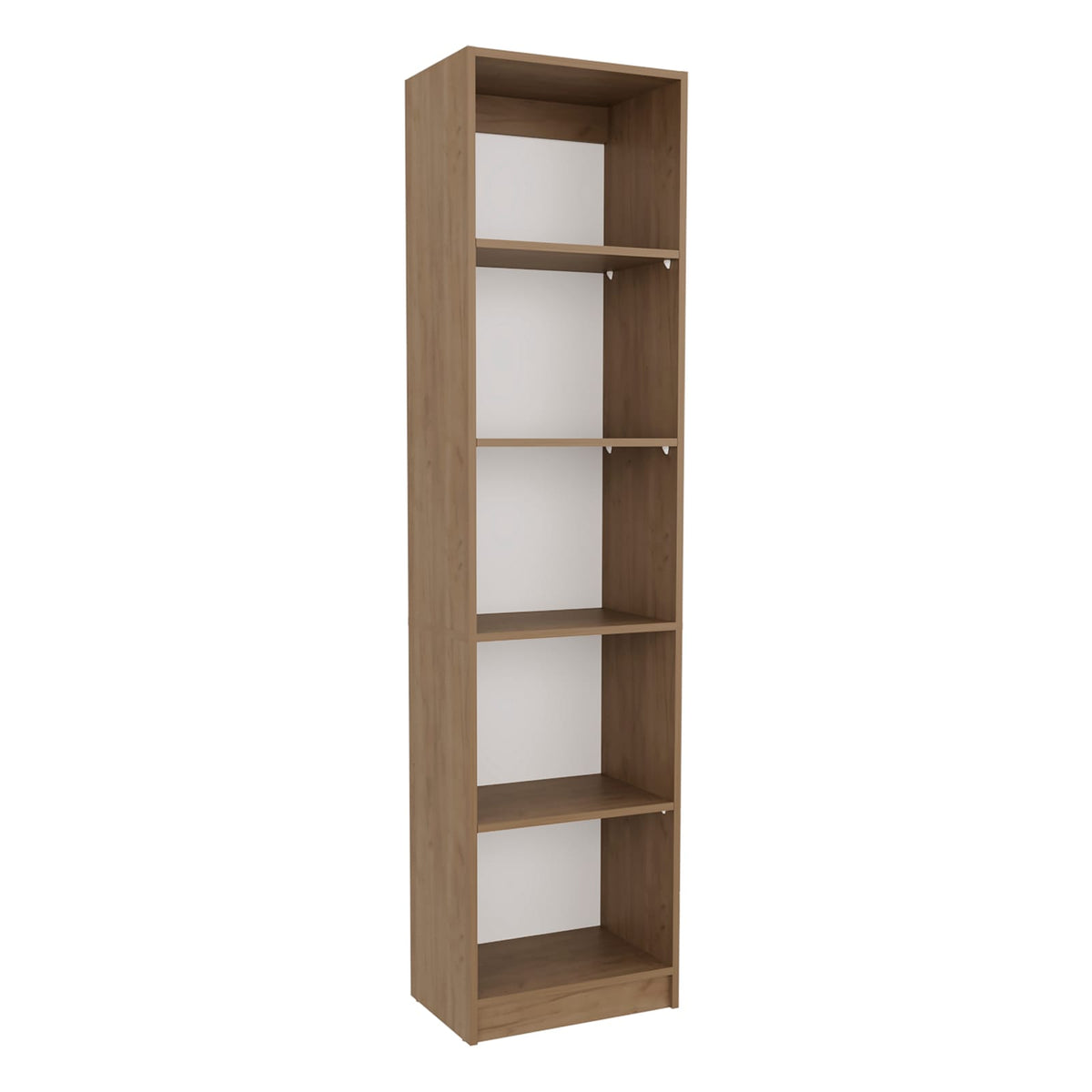 Home Slim Bookcase - 5 Tier Beige MDF Shelves