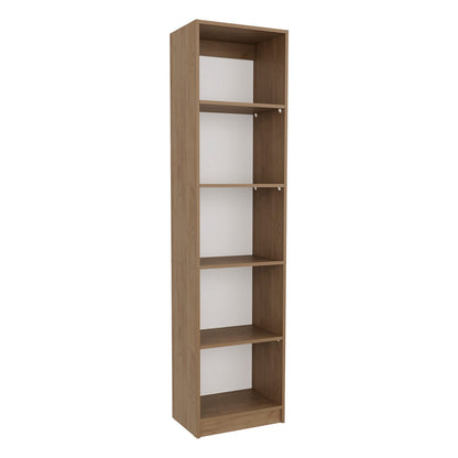 Home Slim Bookcase - 5 Tier Beige MDF Shelves