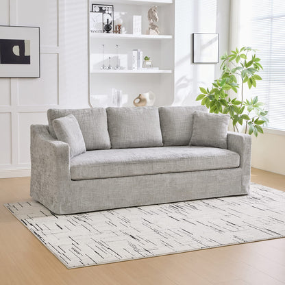 3-Seat Gray Chenille Oversized Sofa - Living Room Seating